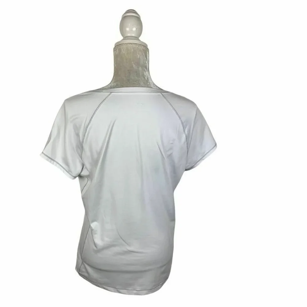 Alo CoolFit Athletic T-shirt White Contrast Stitching Short Sleeves Workout‎ Gym
